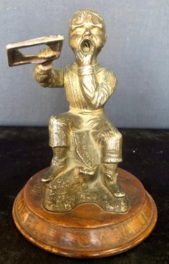 Dunce Cigar Tip Cutter, Bronze Sculpture Tobacco Accessory, 19th Century
