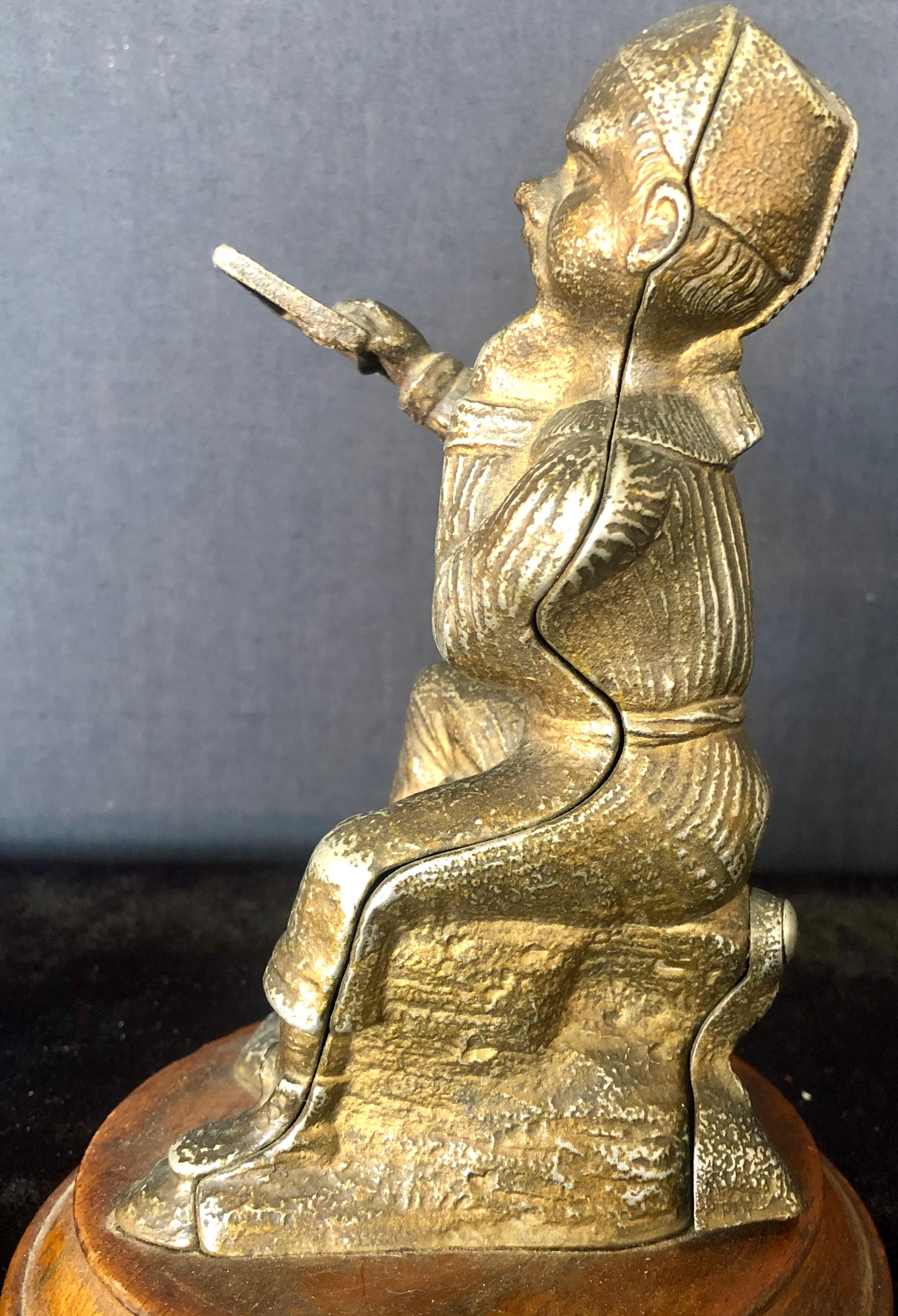 Dunce Cigar Tip Cutter, Bronze Sculpture Tobacco Accessory, 19th Century 1