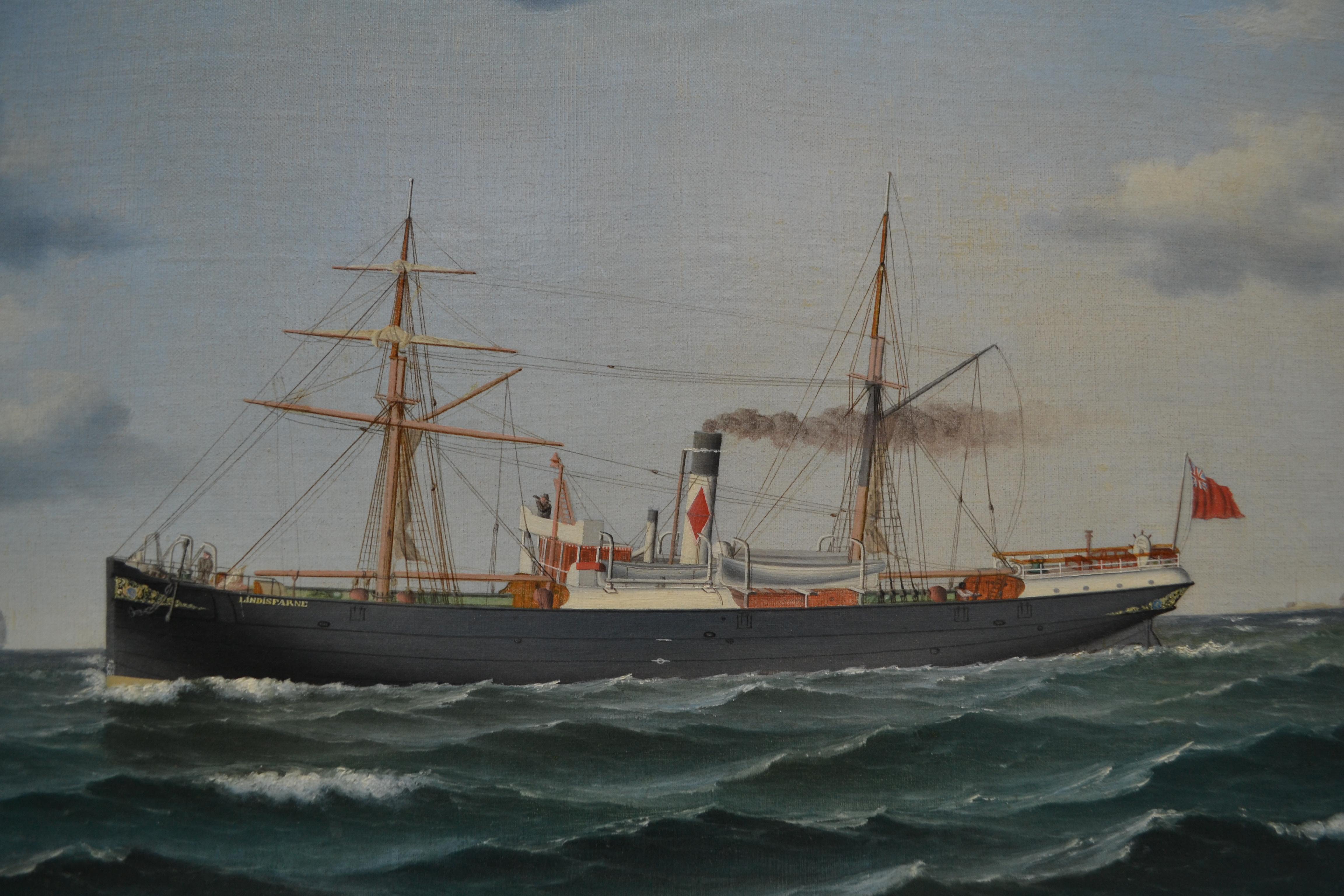 Dundee Steamship “Lindisfarne” by Danish 19th Century Artist Jorgen Dahl In Good Condition In Vancouver, British Columbia
