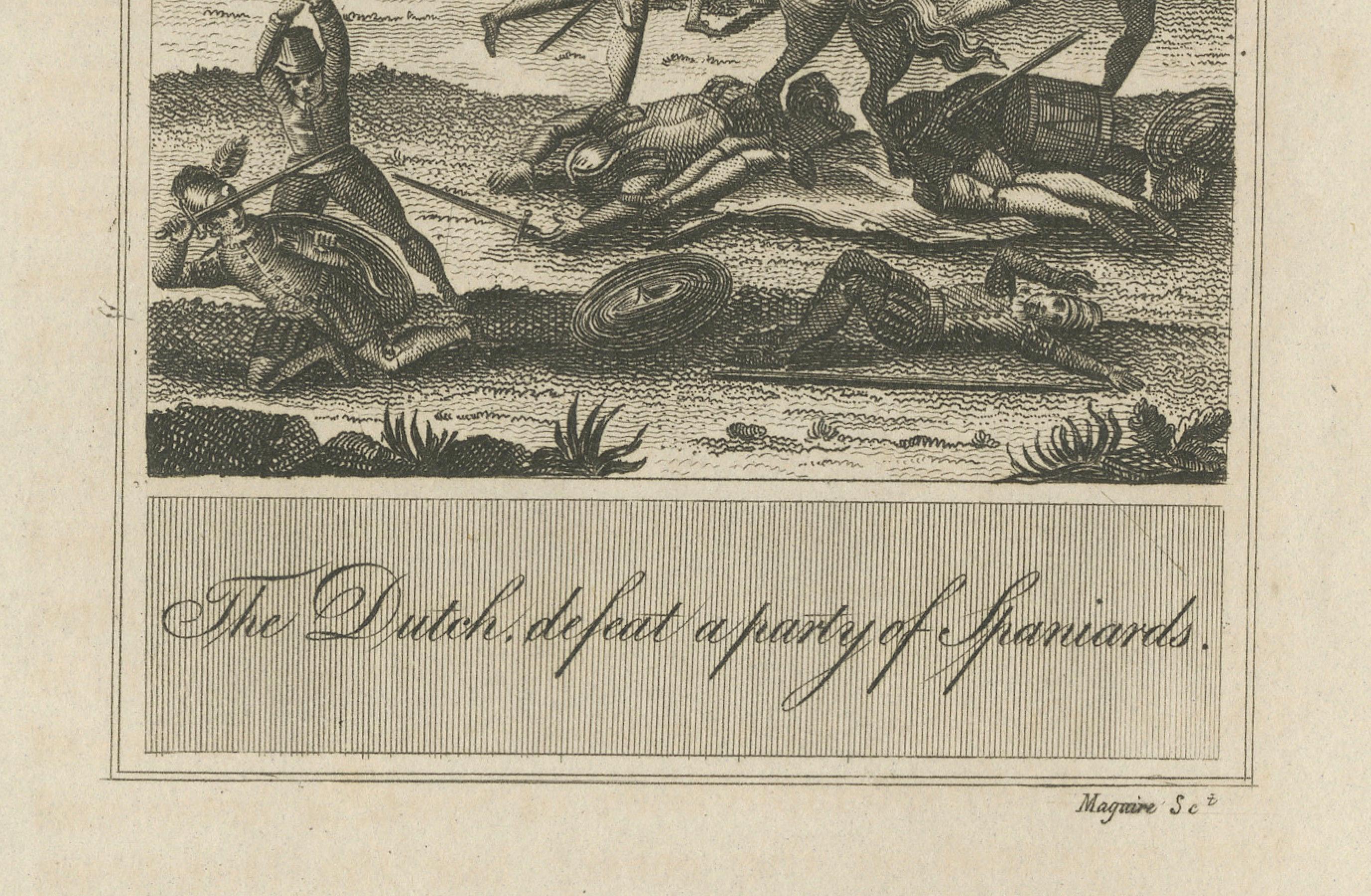 The Dutch Defeat a Spanish Force: 18. Jahrhundert Gravur veröffentlicht in Irland (Graviert) im Angebot