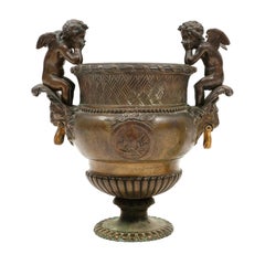 The Duval Double Cherub Cast Bronze Garden Urn - Belle Epoque