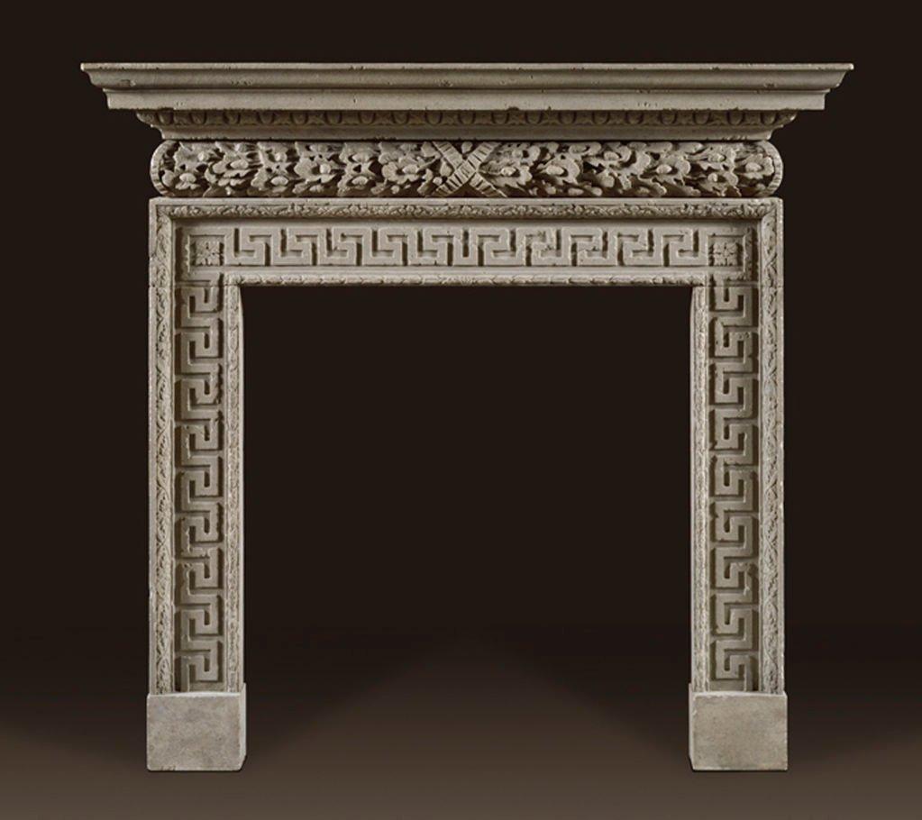 Carved The Jamb Dyrham Georgian Fireplace Mantle For Sale