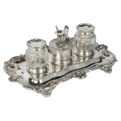 Antique The early Victorian silver Rococo Revival inkstand of General Charles Nepean