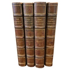 Antique The Earthly Paradise: A Poem by William Morris in 4 Leatherbound Volumes