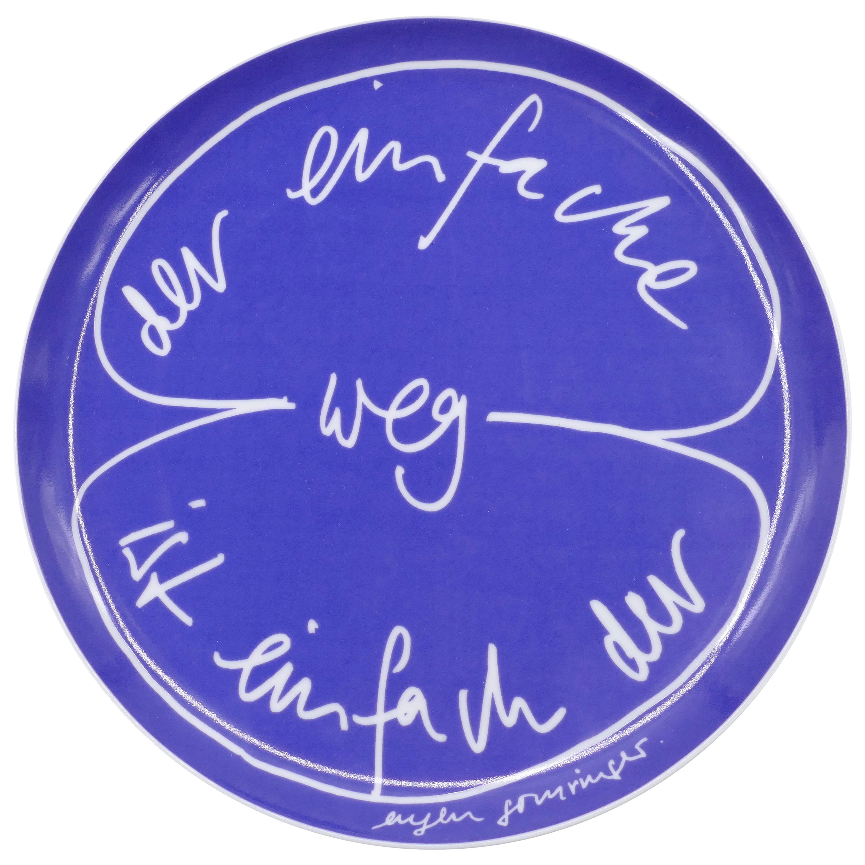 The Easy Way is Just the Way, Original Ceramic Plate by Eugene Gomringer, 1970s