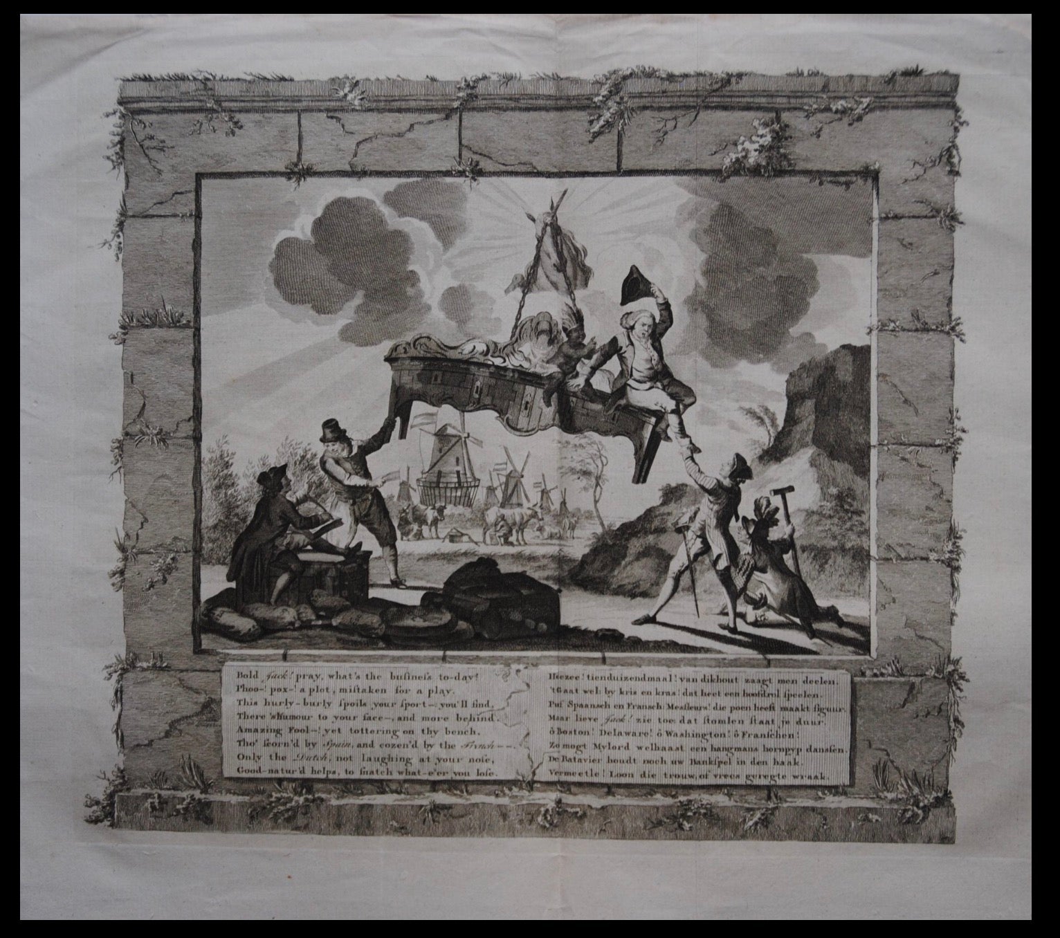 Engraved The Economic Balancing Act: A Satirical View of 1780 Britain For Sale
