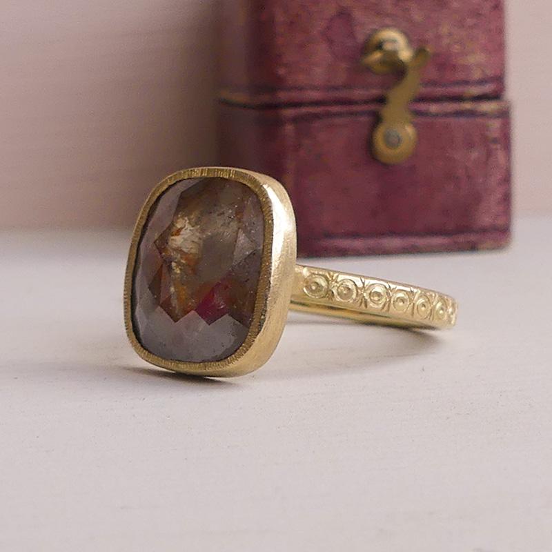 Artisan The Eden 3.9 Carat Brown Rose-Cut Diamond Ring For Sale