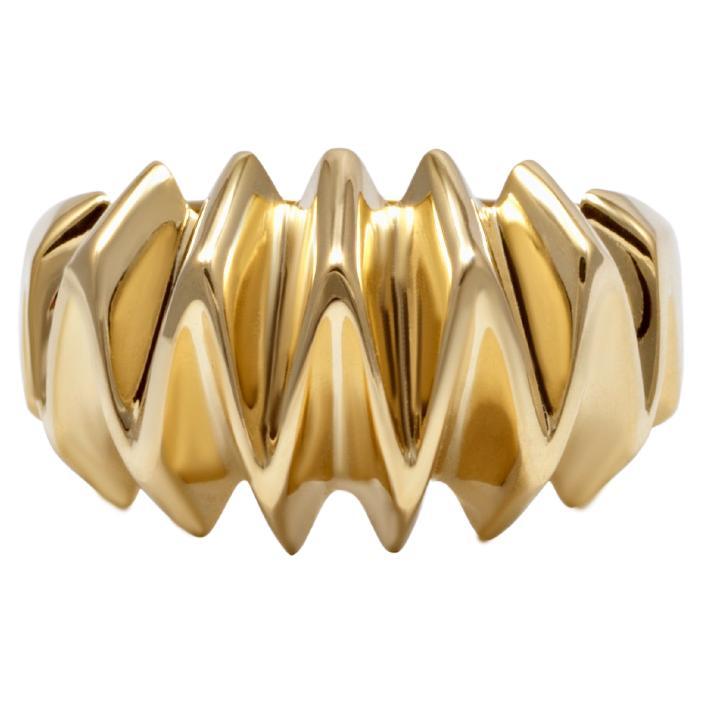 18k Solid Yellow Gold Sculptured Scrunched Ring