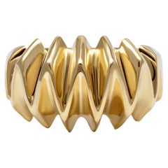 18k Solid Yellow Gold Sculptured Scrunched Ring