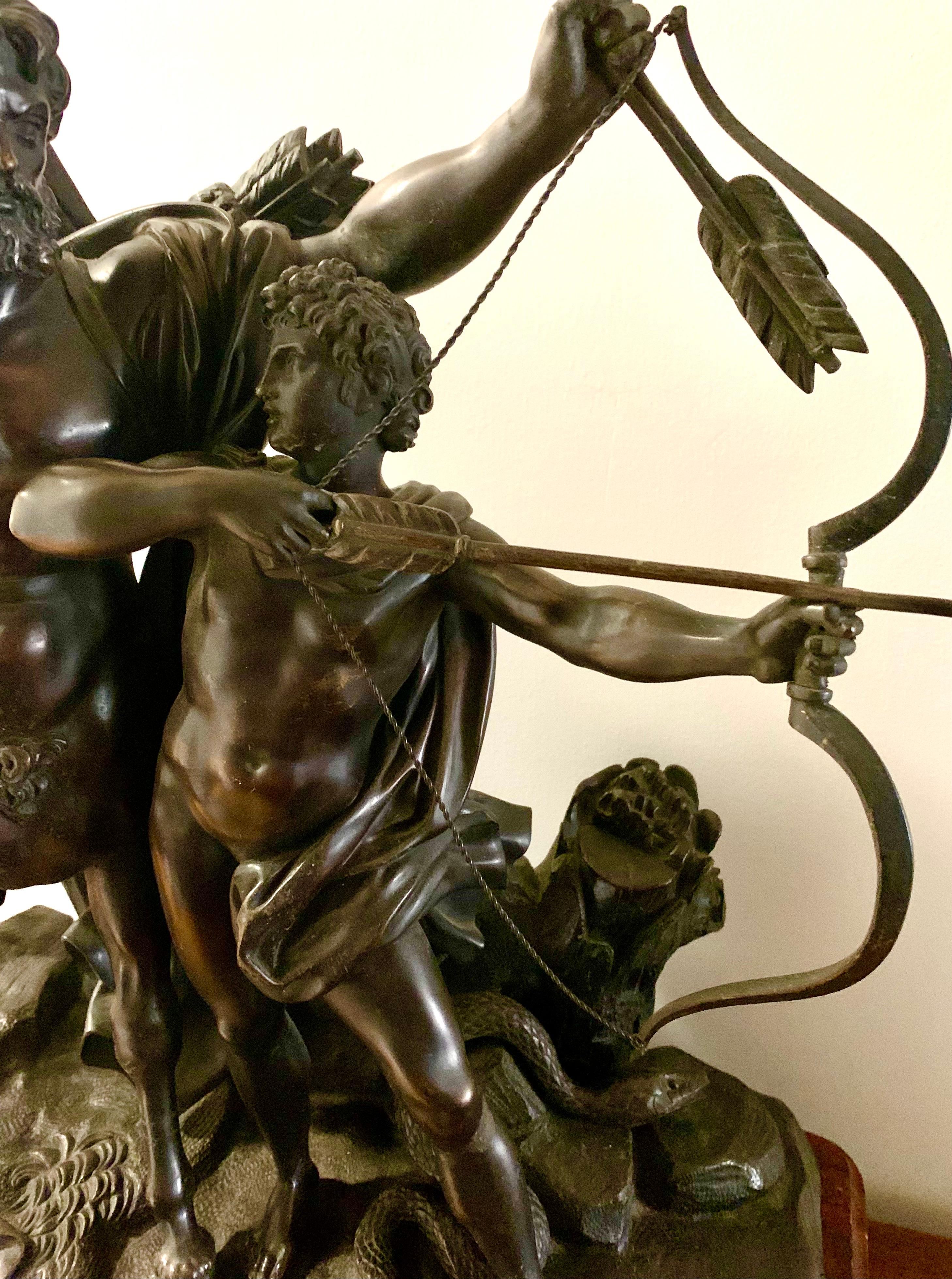 Education of Achilles by the Centaur Chiron Bronze Sculpture, Francois Rude For Sale 4