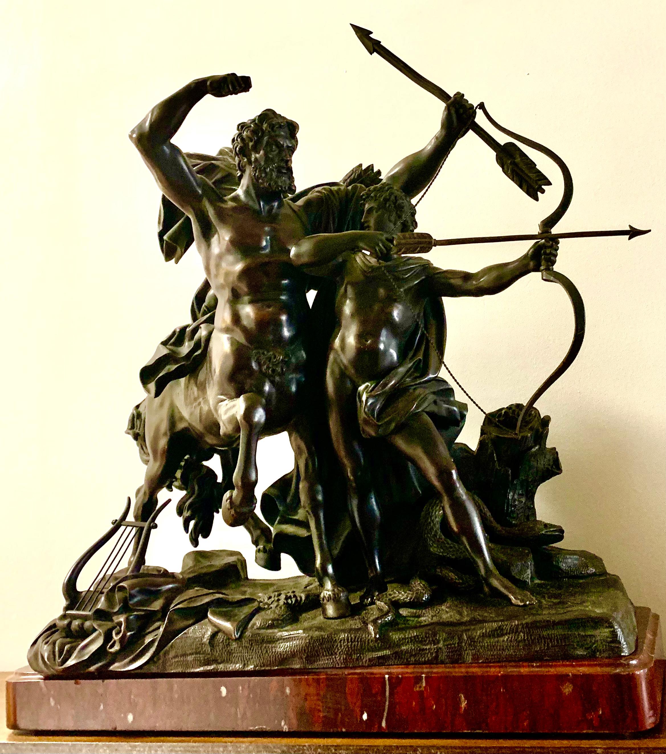 Education of Achilles by the Centaur Chiron Bronze Sculpture, Francois Rude For Sale 11