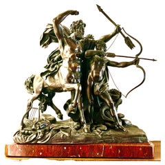 Education of Achilles by the Centaur Chiron Bronze Sculpture, Francois Rude