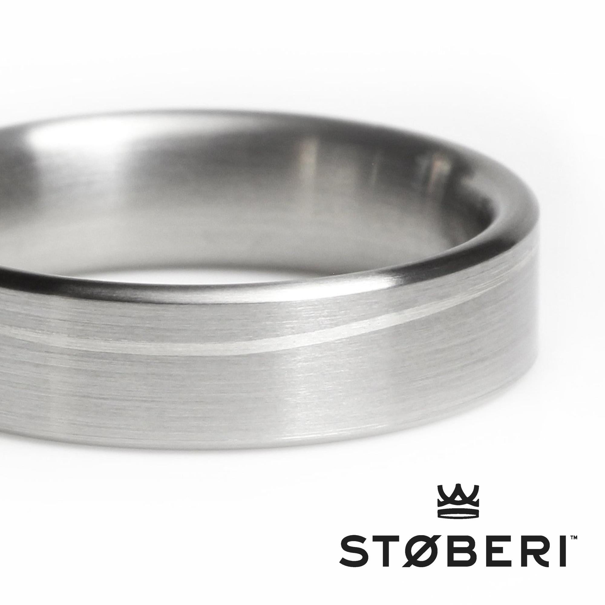 For Sale:  Eero : Flat Titanium Wedding Band with Flowing Silver Inlay Comfort Fit 4