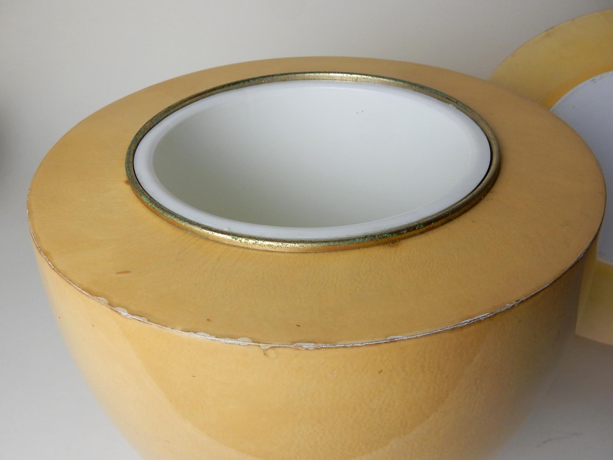 Mid-Century Modern Egg by Aldo Tura, a Large Goatskin Parchment Ice Bucket