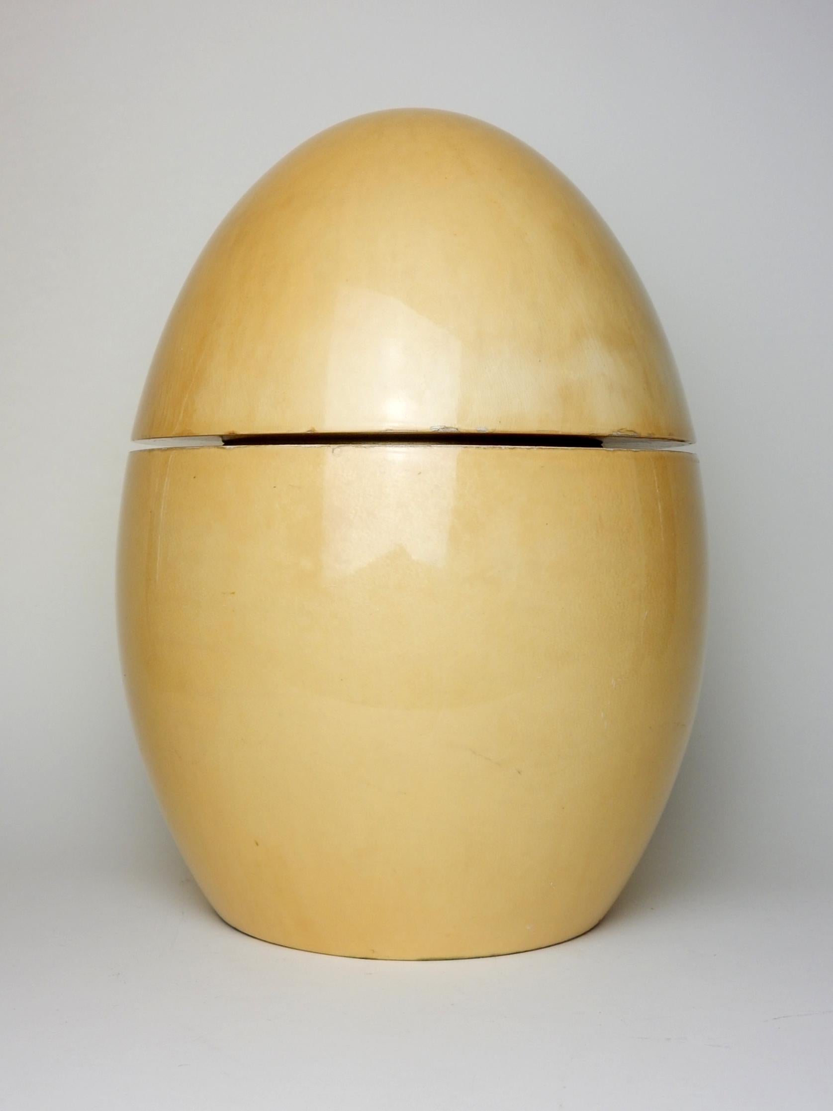 Egg by Aldo Tura, a Large Goatskin Parchment Ice Bucket 1