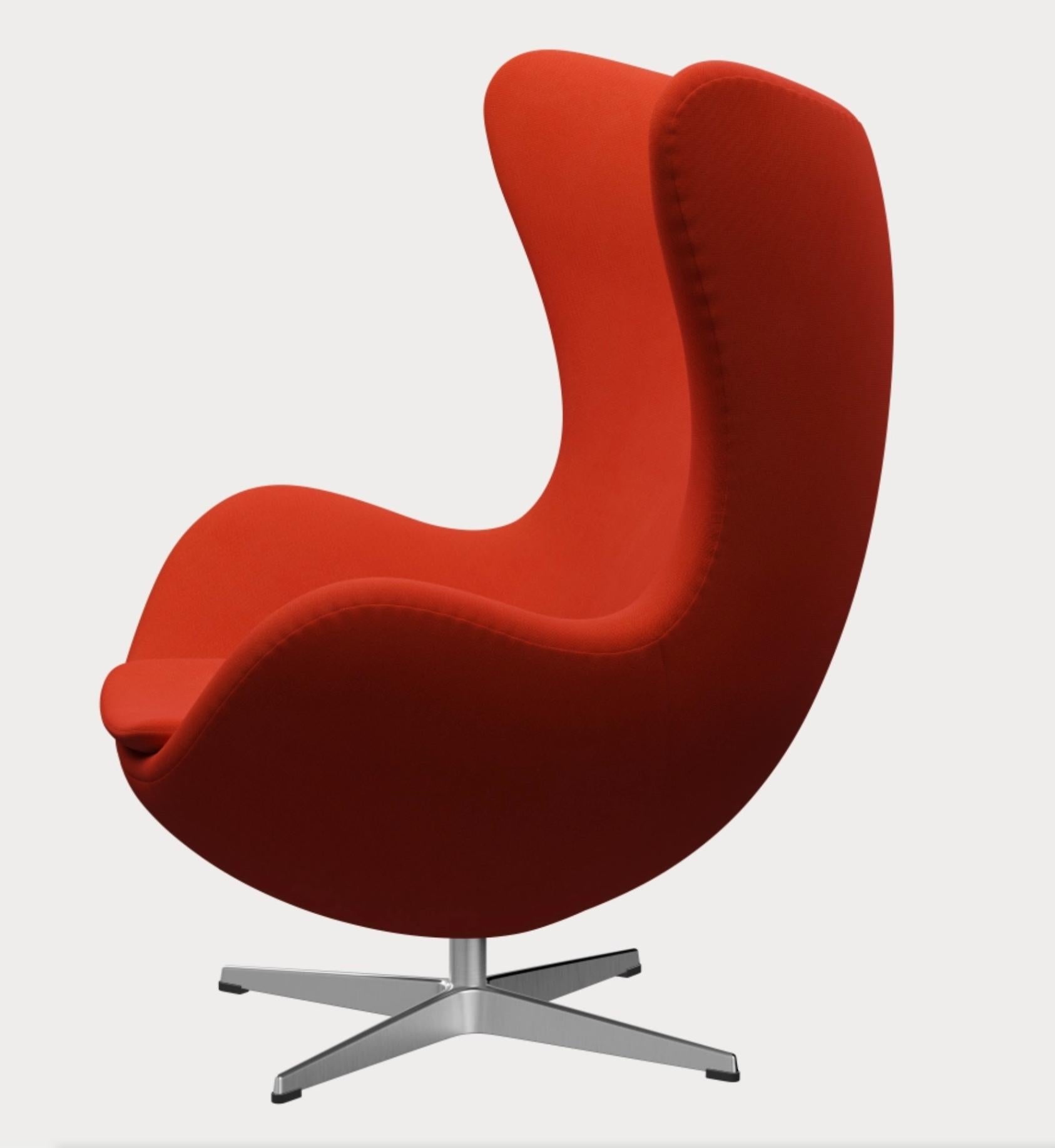 The Egg Chair by Arne Jacobsen for Fritz Hansen, Dark Orange Wool