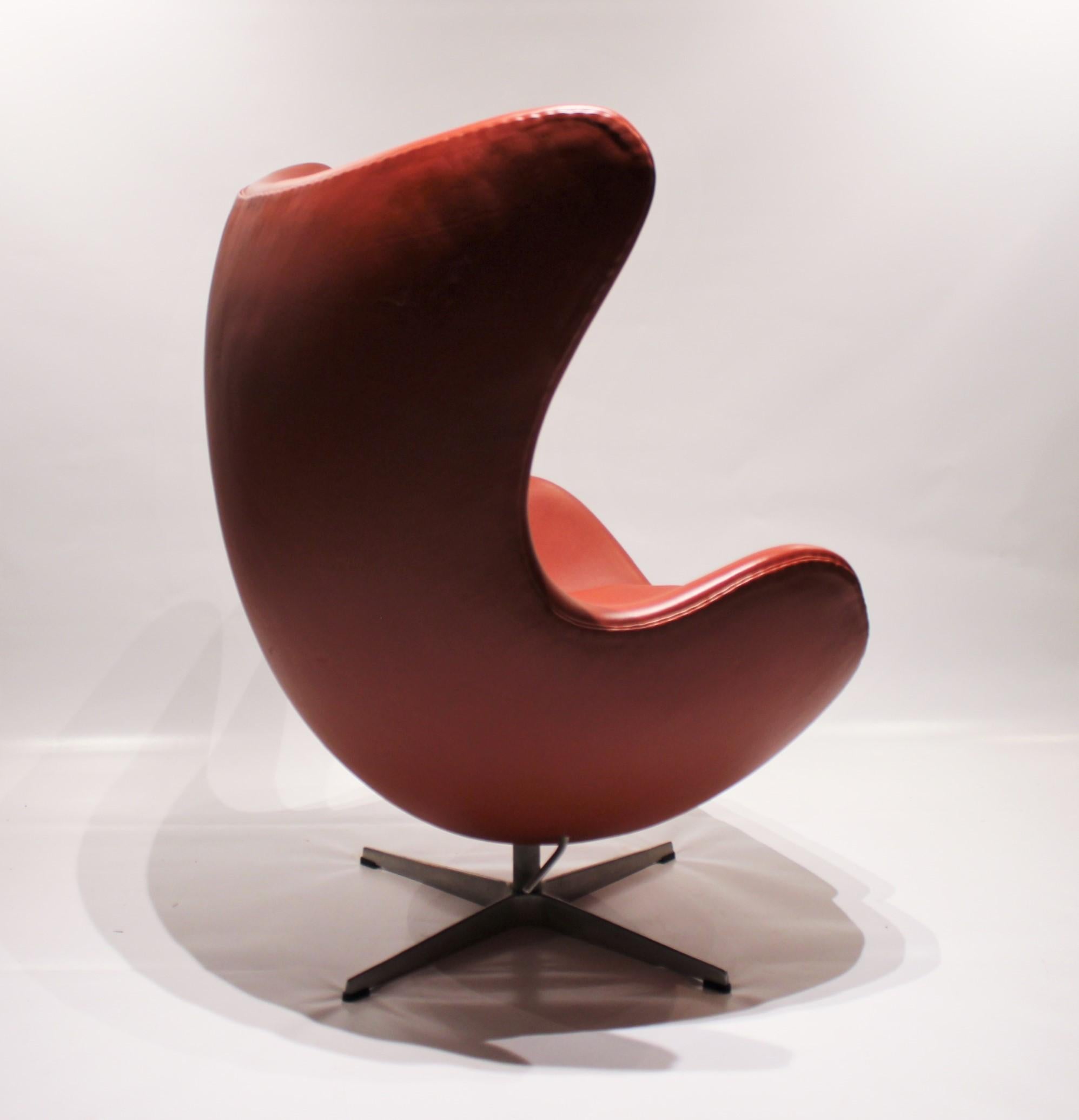 red leather egg chair