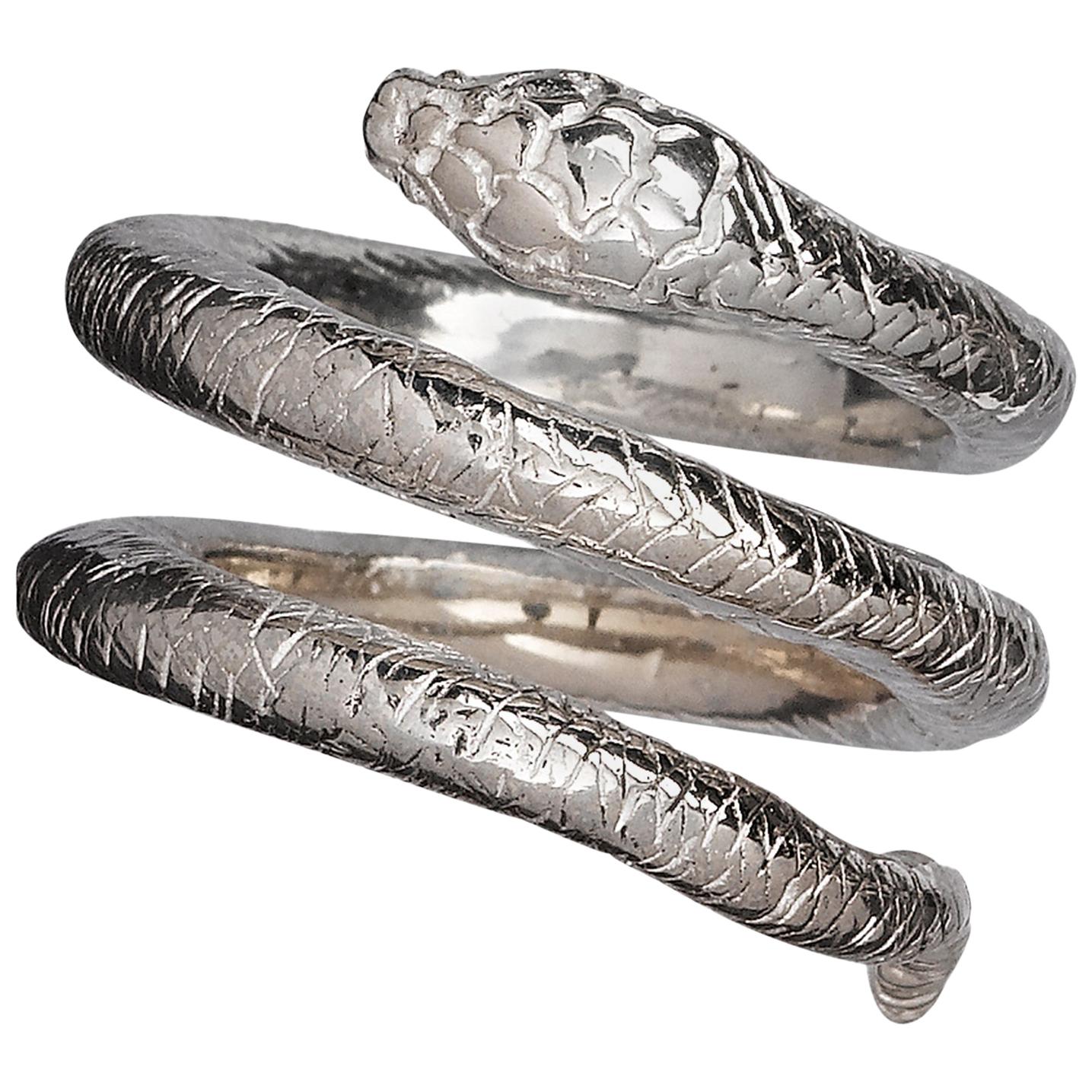 The Egyptian Wadjet Coiled Snake Ring in Sterling Silver