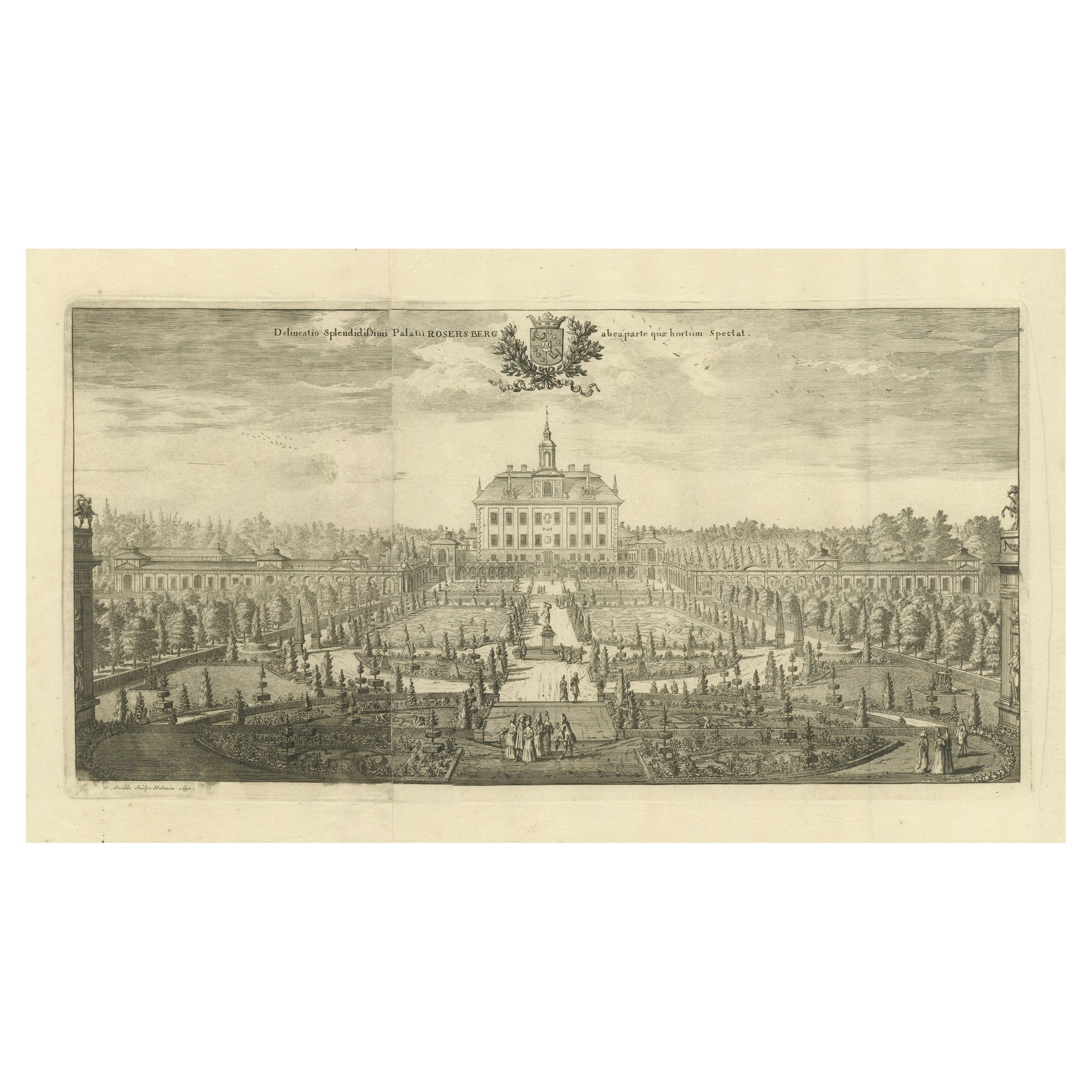 The Ekolsund Castle and Gardens in Sweden in Swidde's 1695 Engraving