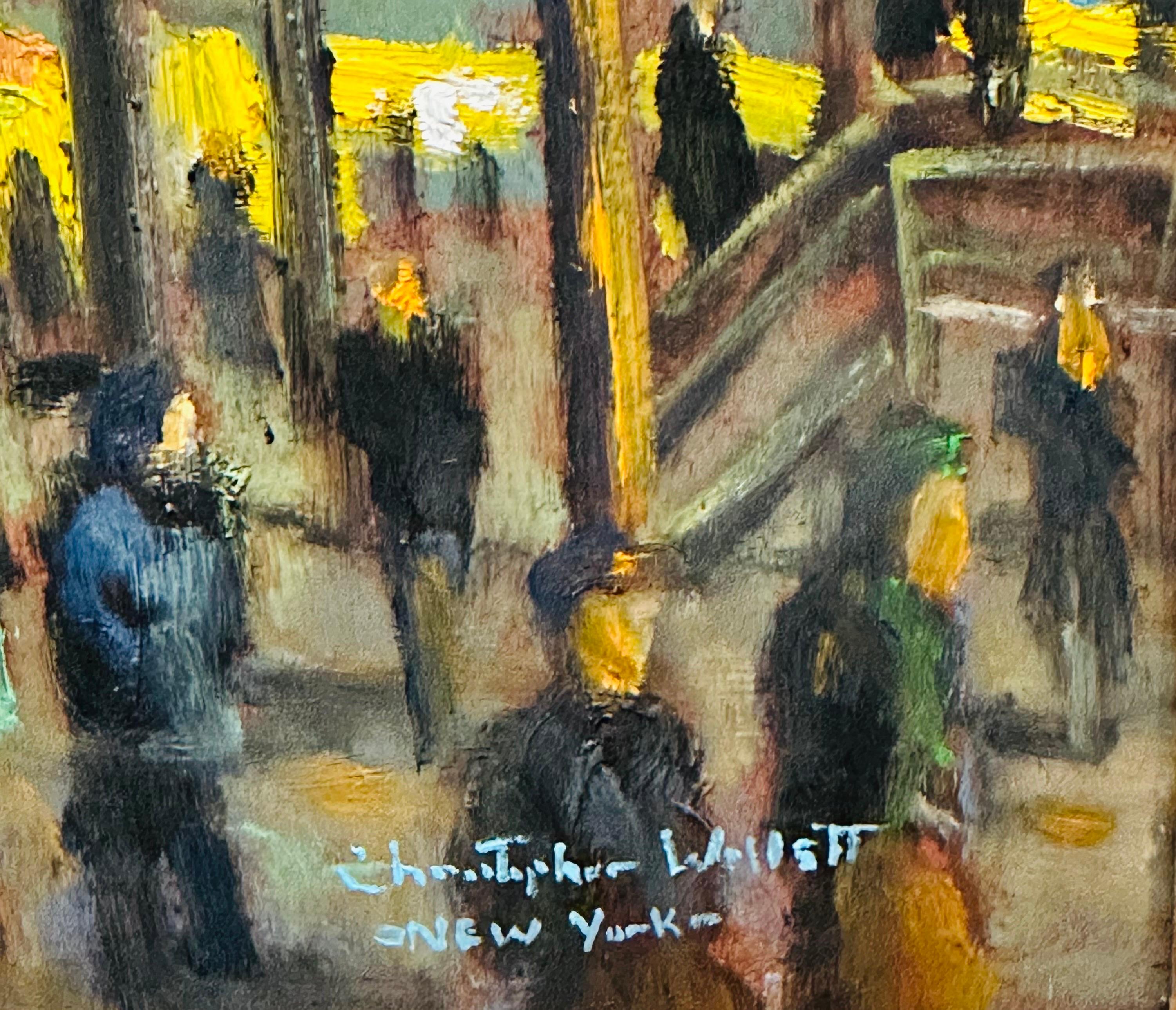 20ième siècle « The EL, New York City » Peinture à l'huile impressionniste d'une gare de métro par Willett en vente