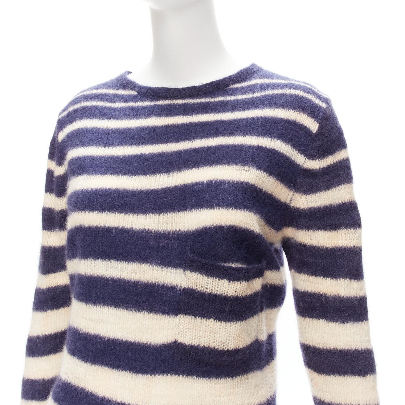 THE ELDER STATESMAN 100% cashmere navy cream nautical stripes sweater S
Reference: CNLE/A00240
Brand: The Elder Statesmen
Material: Cashmere
Color: Cream, Navy
Pattern: Striped
Closure: Pullover
Extra Details: 100% cashmere. Gradient stripe. Single