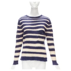 THE ELDER STATESMAN 100% cashmere navy cream nautical stripes sweater S