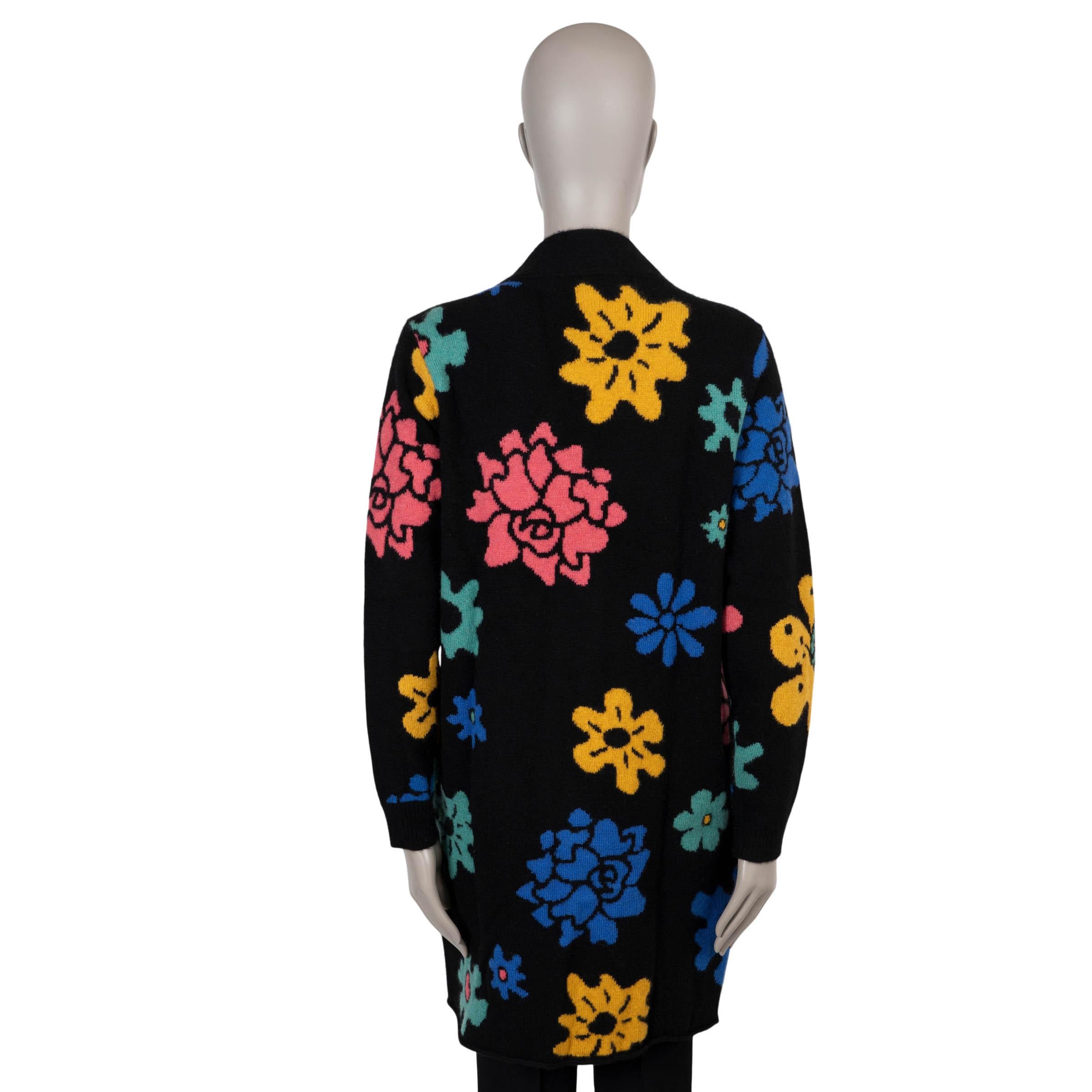 THE ELDER STATESMAN schwarz Kaschmir SOUND FLOWRS Strickjacke Pullover M (Schwarz) im Angebot