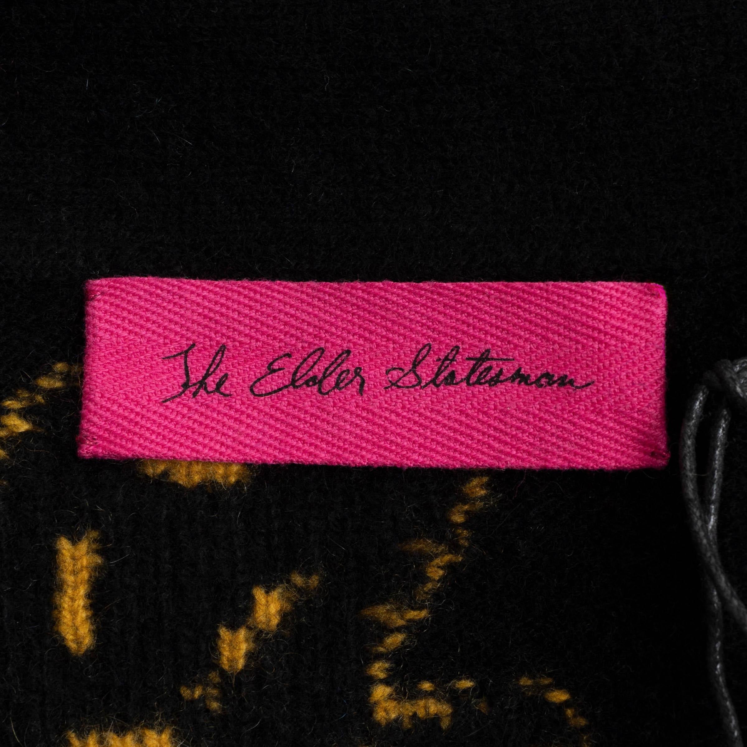 THE ELDER STATESMAN schwarz Kaschmir SOUND FLOWRS Strickjacke Pullover M im Angebot 1