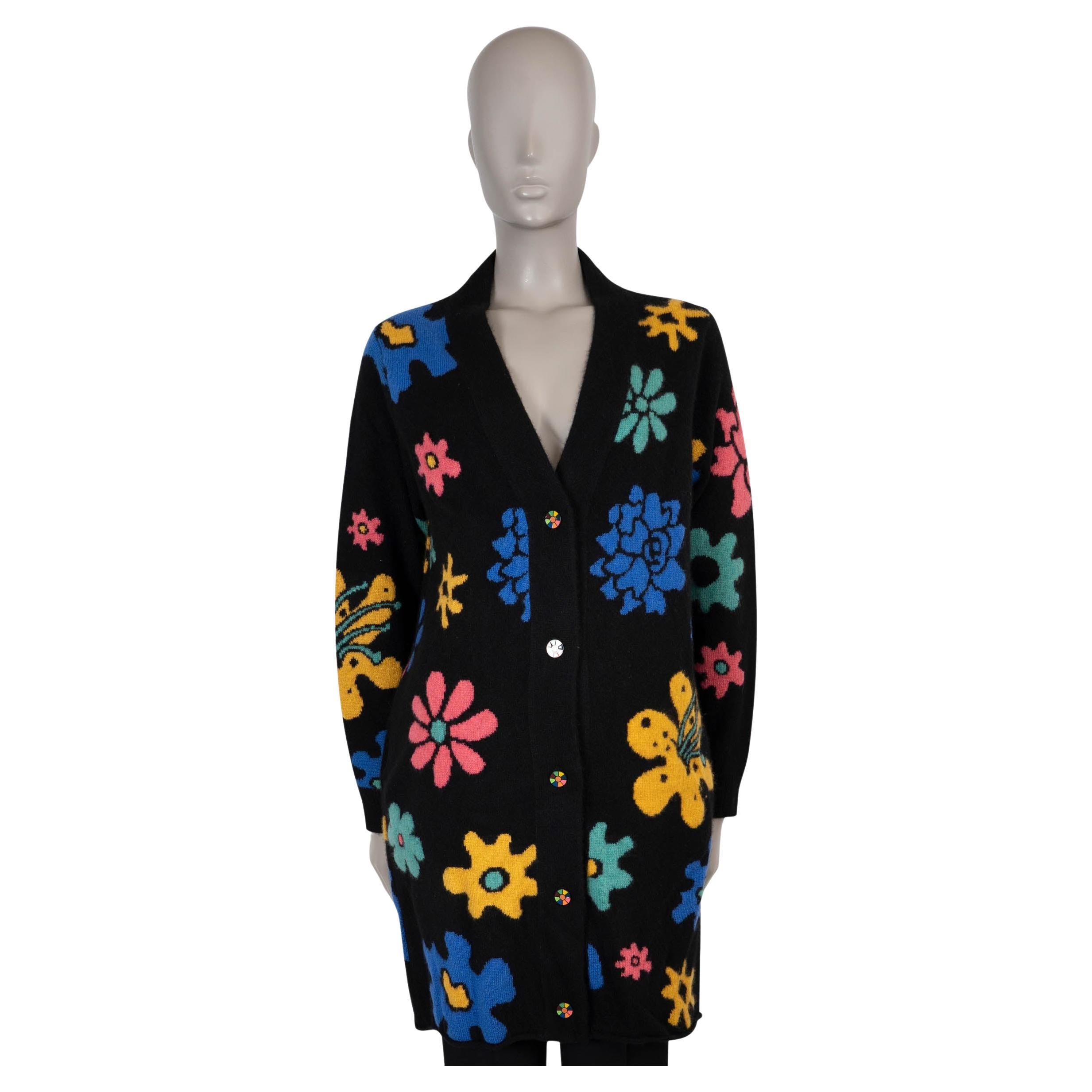 THE ELDER STATESMAN schwarz Kaschmir SOUND FLOWRS Strickjacke Pullover M im Angebot