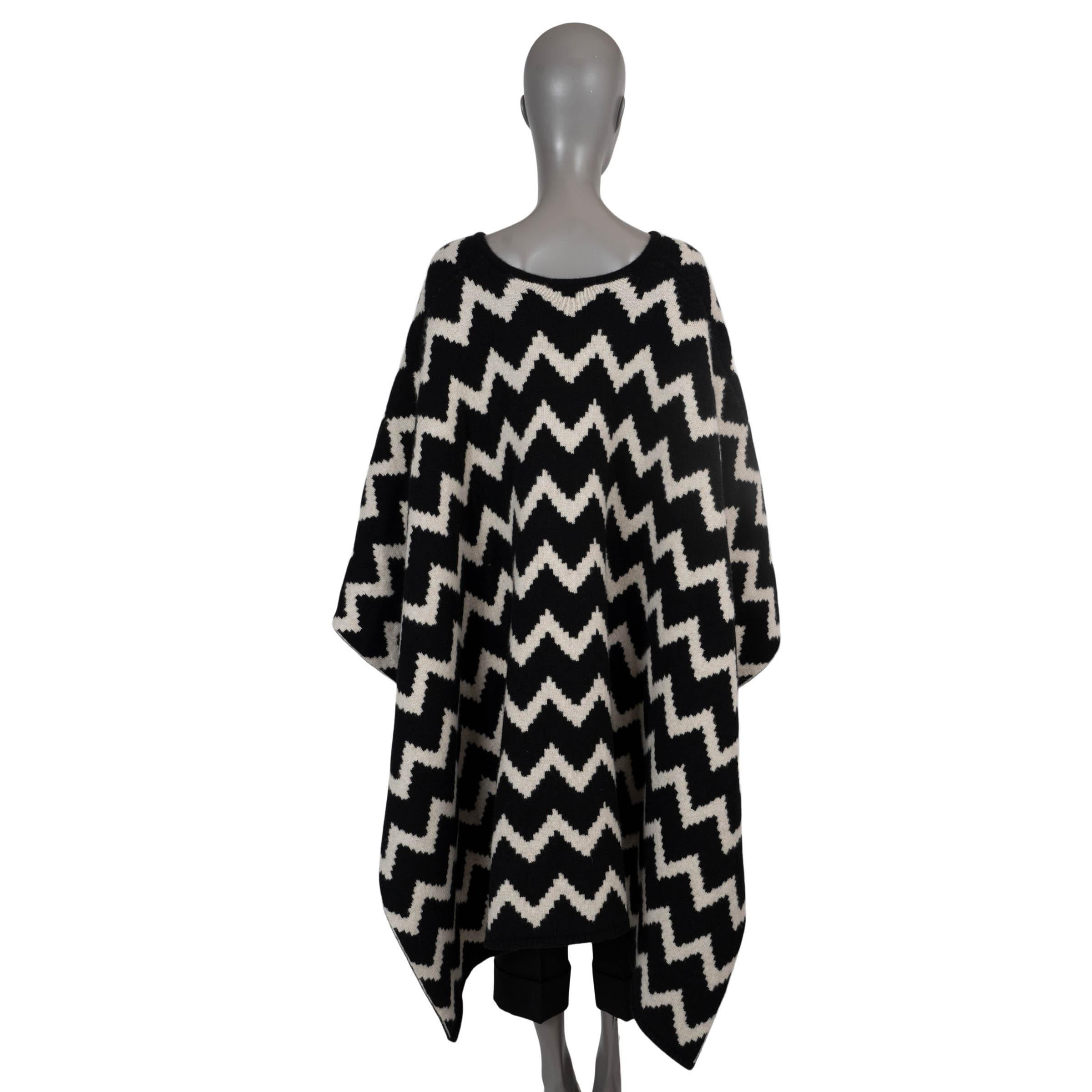 Black THE ELDER STATESMAN black & cream cashmere ZIGGY KNIT PONCHO Jacket M/L