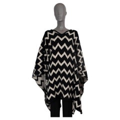 THE ELDER STATESMAN black & cream cashmere ZIGGY KNIT PONCHO Jacket M/L