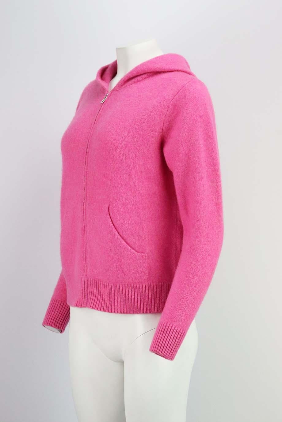 This hoodie by The Elder Statesman's designs come to life with the help of multiple skilled artisans, who hand-loom and dye each piece in the brand's small Los Angeles workshop, this zip-up hoodie is spun from bright-pink cashmere and has a cozy,