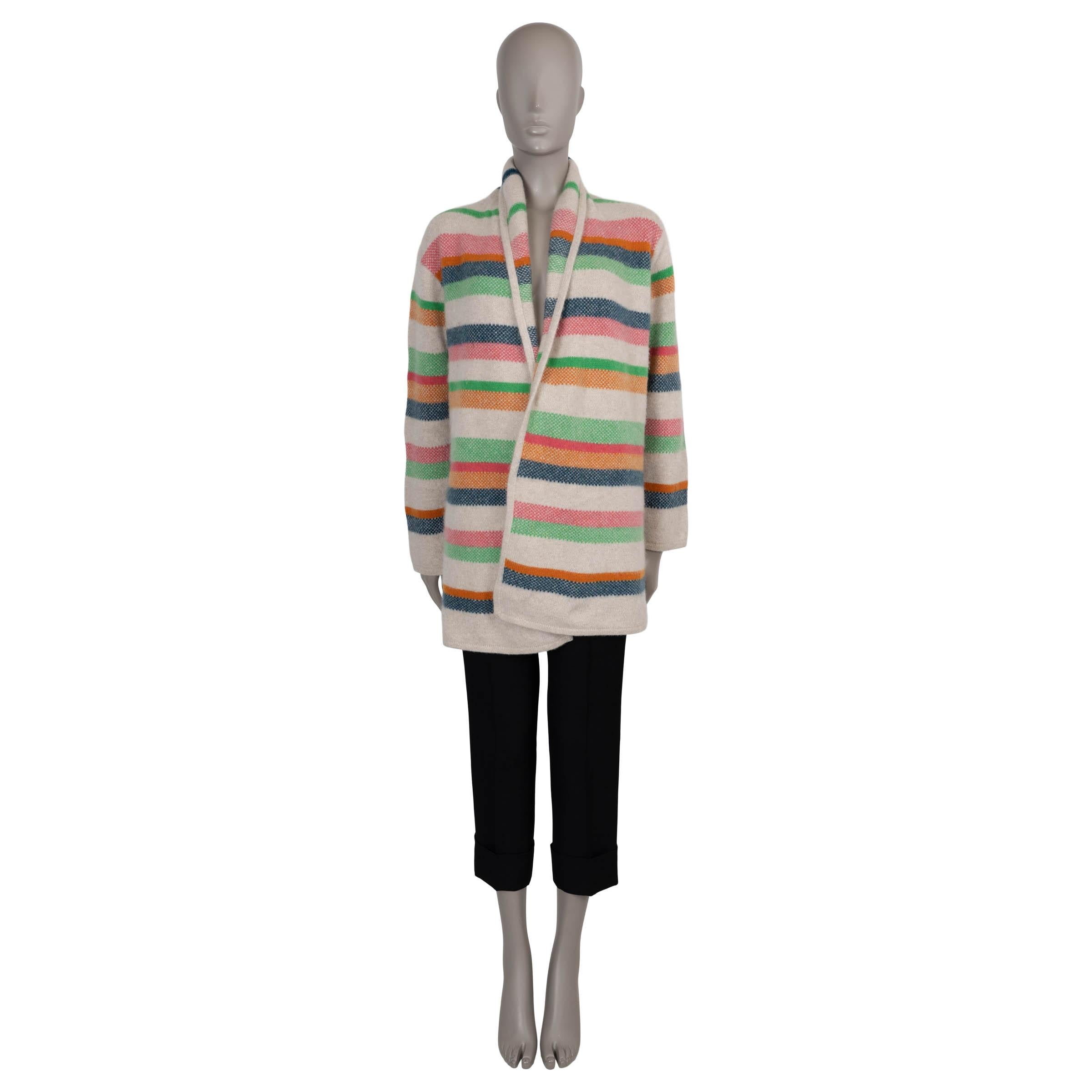 THE ELDER STATESMAN crème et cachemire PACE STRIPE Cardigan Pull S Excellent état - En vente à Zürich, CH