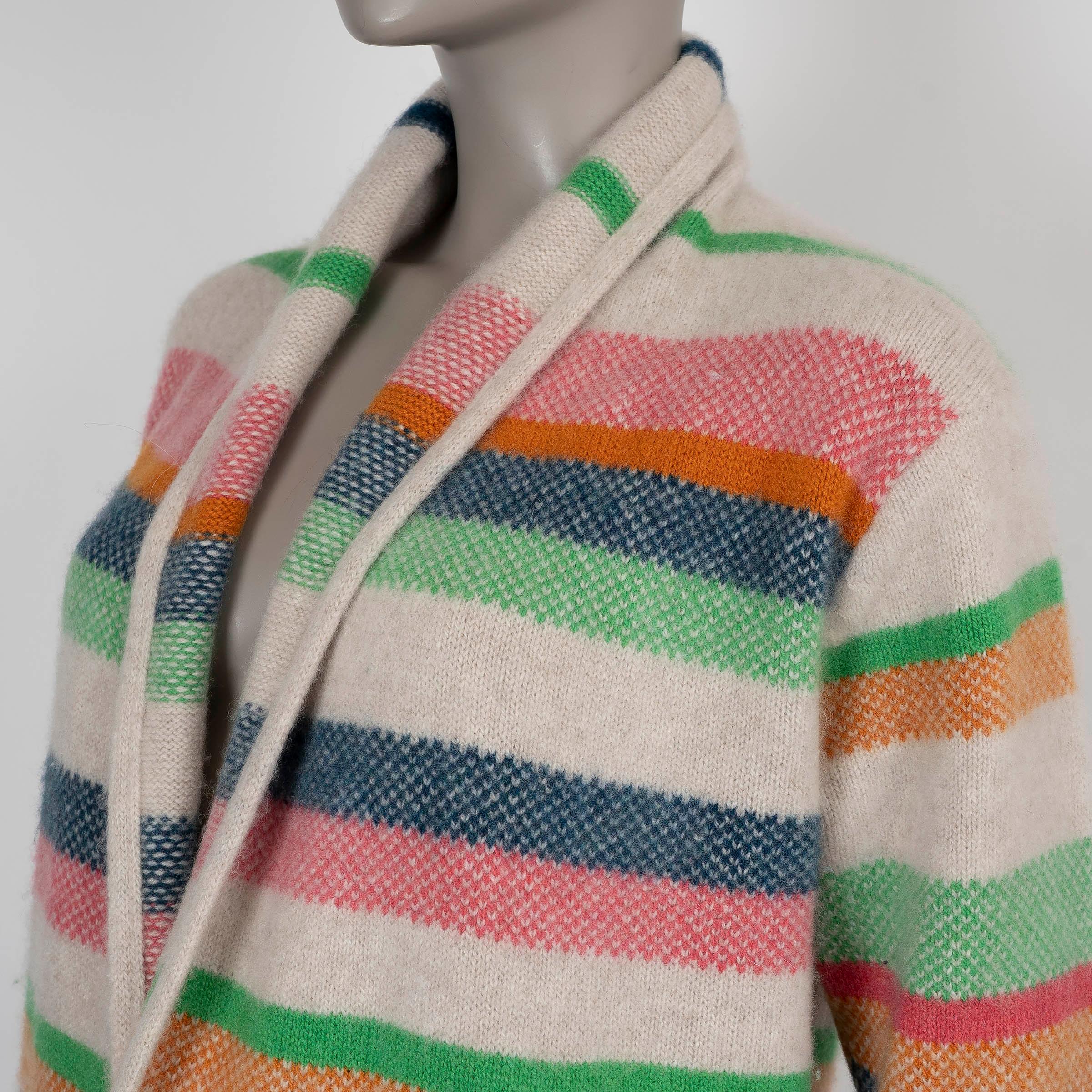 THE ELDER STATESMAN crème et cachemire PACE STRIPE Cardigan Pull S Pour femmes en vente