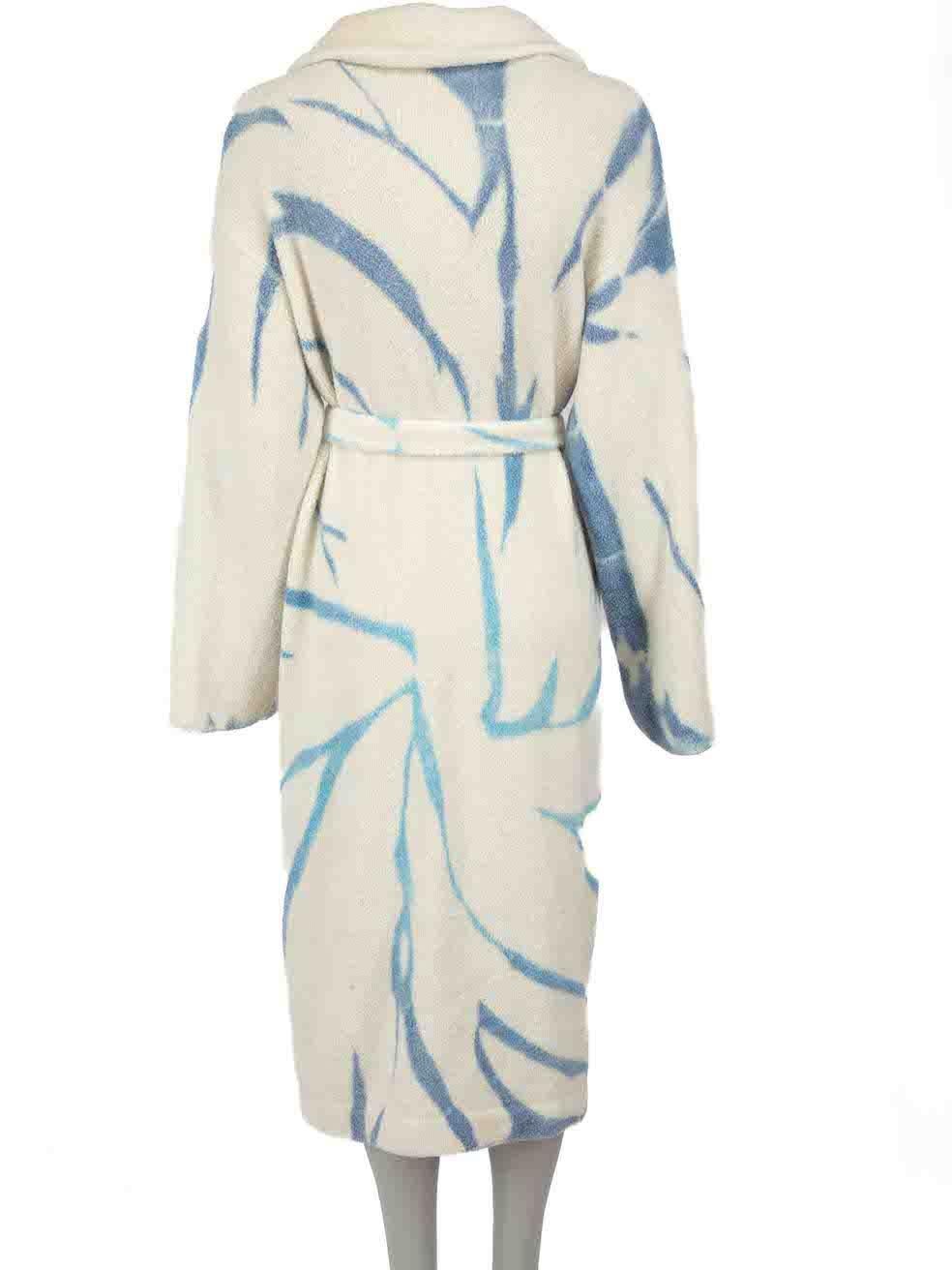 Beige The Elder Statesman Ecru & Blue Abstract Cardigan Size M For Sale