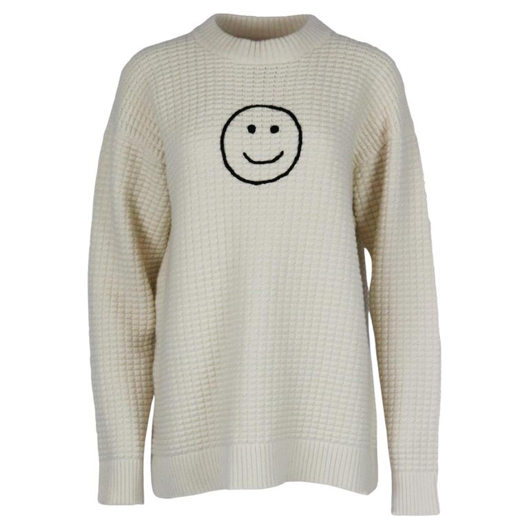 The Elder Statesman Embroidered Waffle Knit Cashmere Sweater Xsmall For