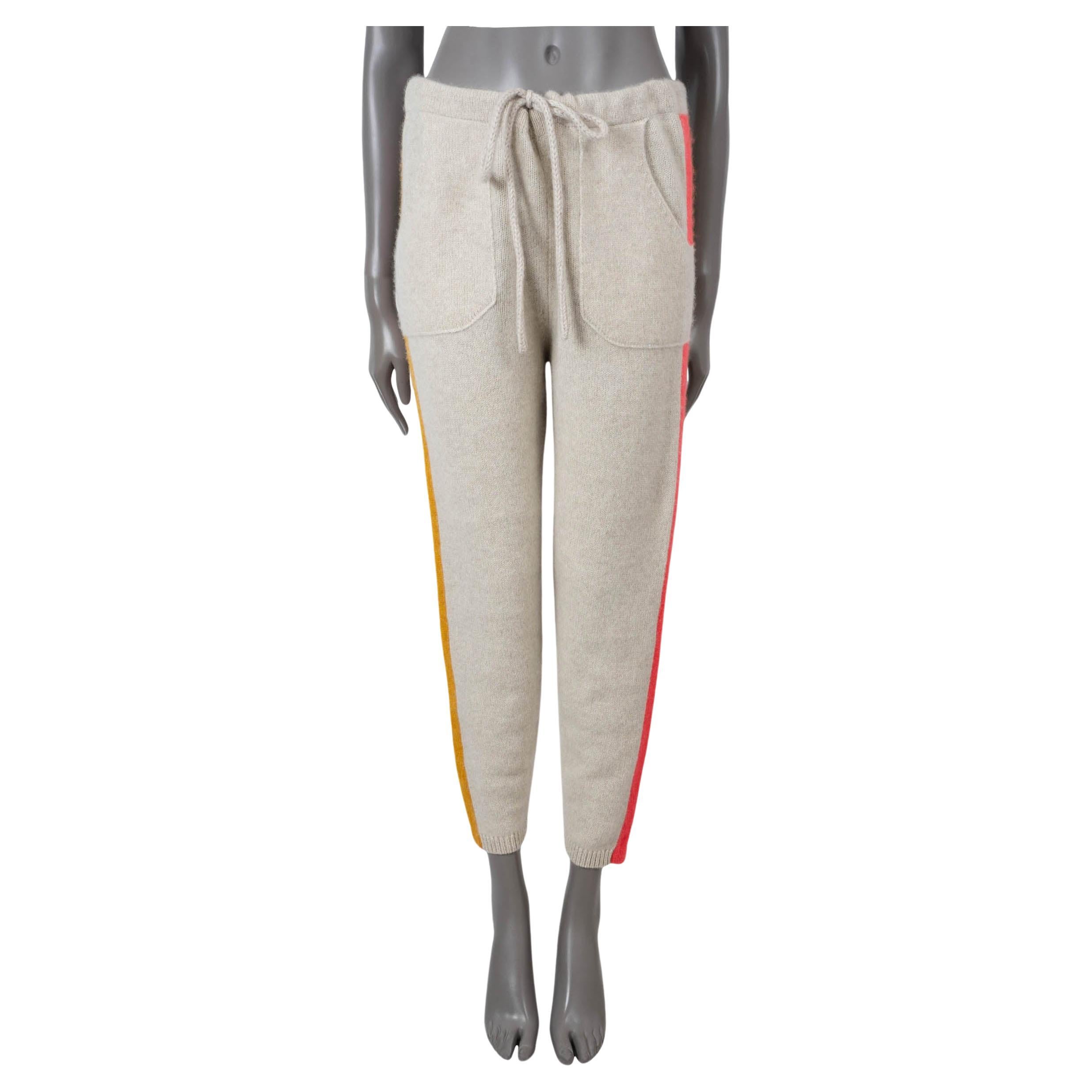 THE ELDER STATESMAN hafermehlfarbene Kaschmir-Pulloverhose SIDE STRIPE Pulloverhose XS