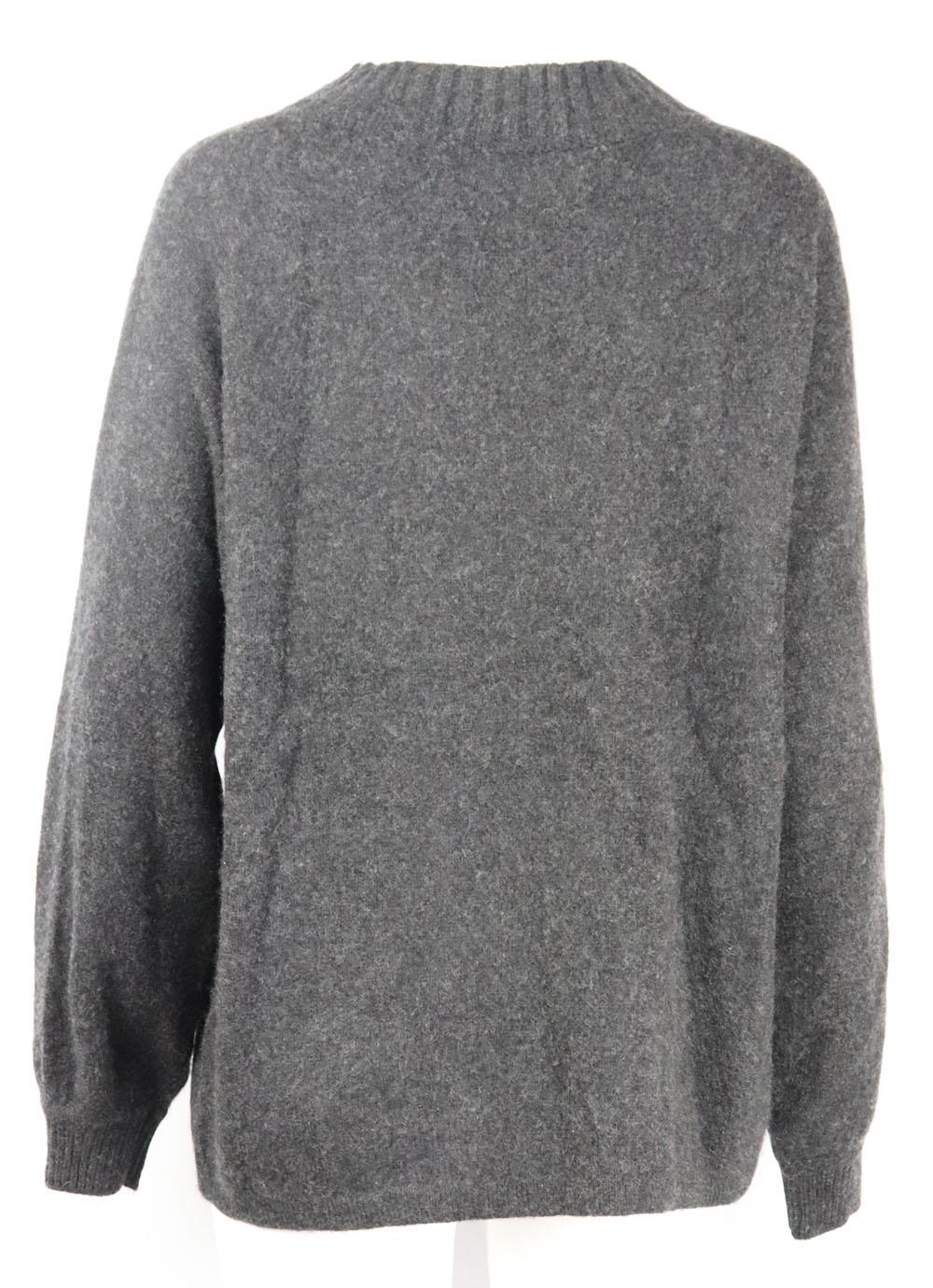 This sweater by The Elder Statesman is knitted for a relaxed fit enhanced by dropped shoulders and gently puffed sleeves in extra soft cashmere fabric. Dark-grey cashmere. Slips on. 100% Cashmere. Size: Large (UK 12, US 8, FR 40, IT 44). Bust