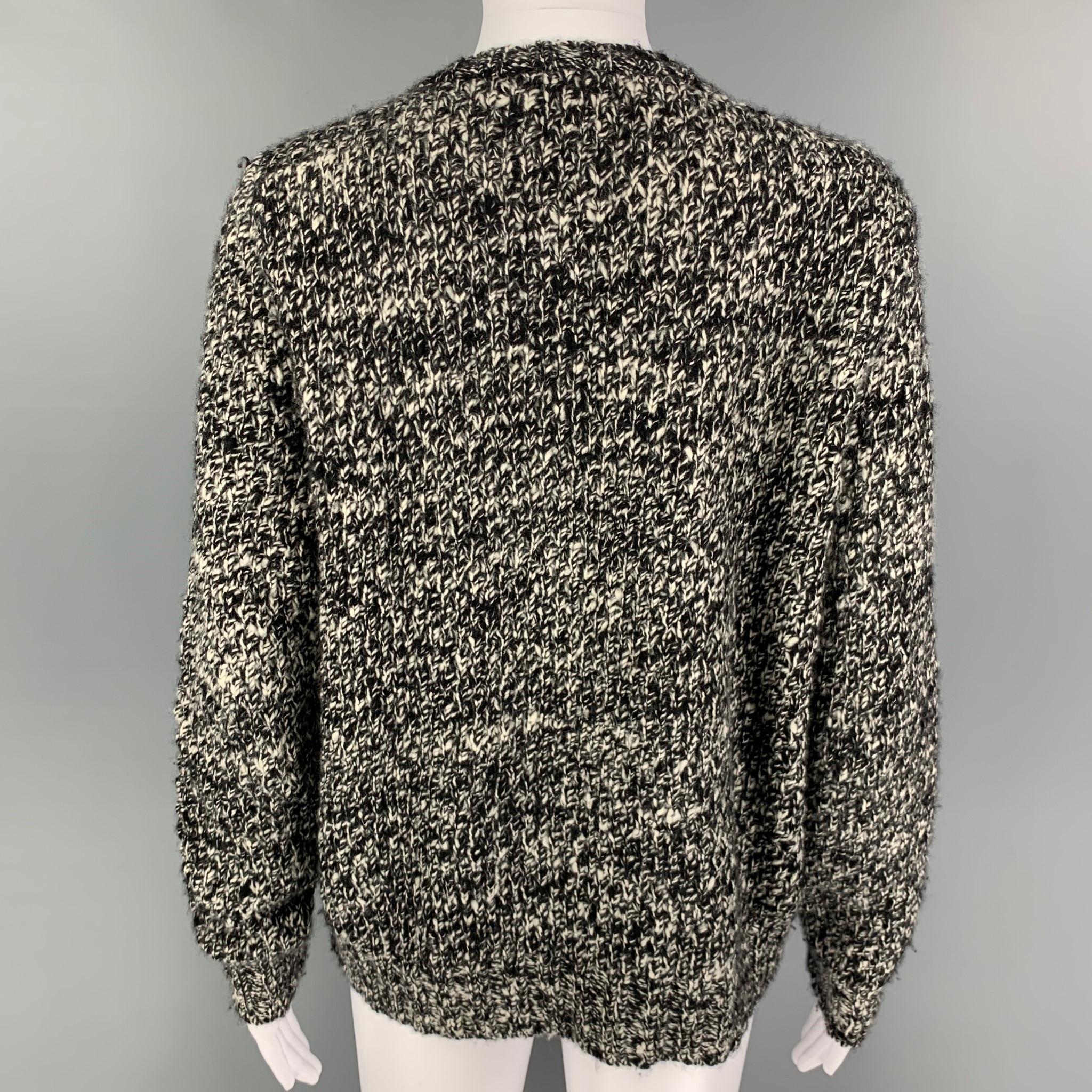 THE ELDER STATESMAN Size S Black White Marbled Cashmere Zip Up Cardigan In Excellent Condition In San Francisco, CA