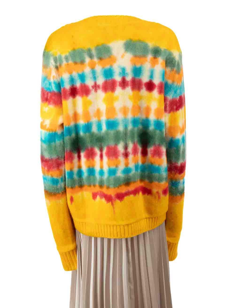 The Elder Statesman Tie Dye Cashmere Knit Sweater Size L In Good Condition For Sale In London, GB