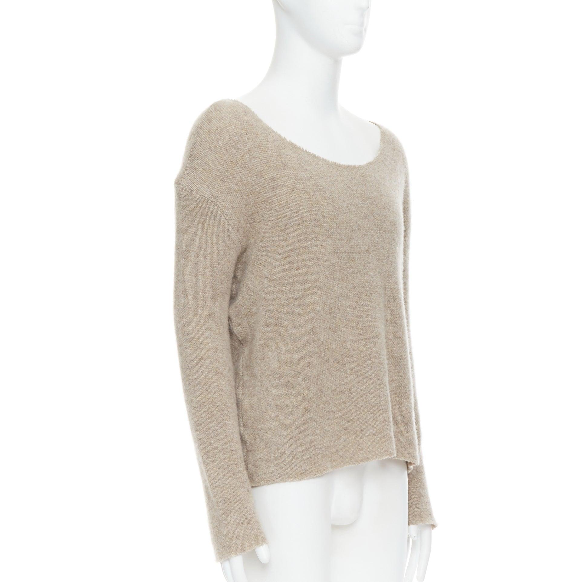Brown THE ELDER STATESMEN 100% cashmere oatmeal brown loose sweater S For Sale