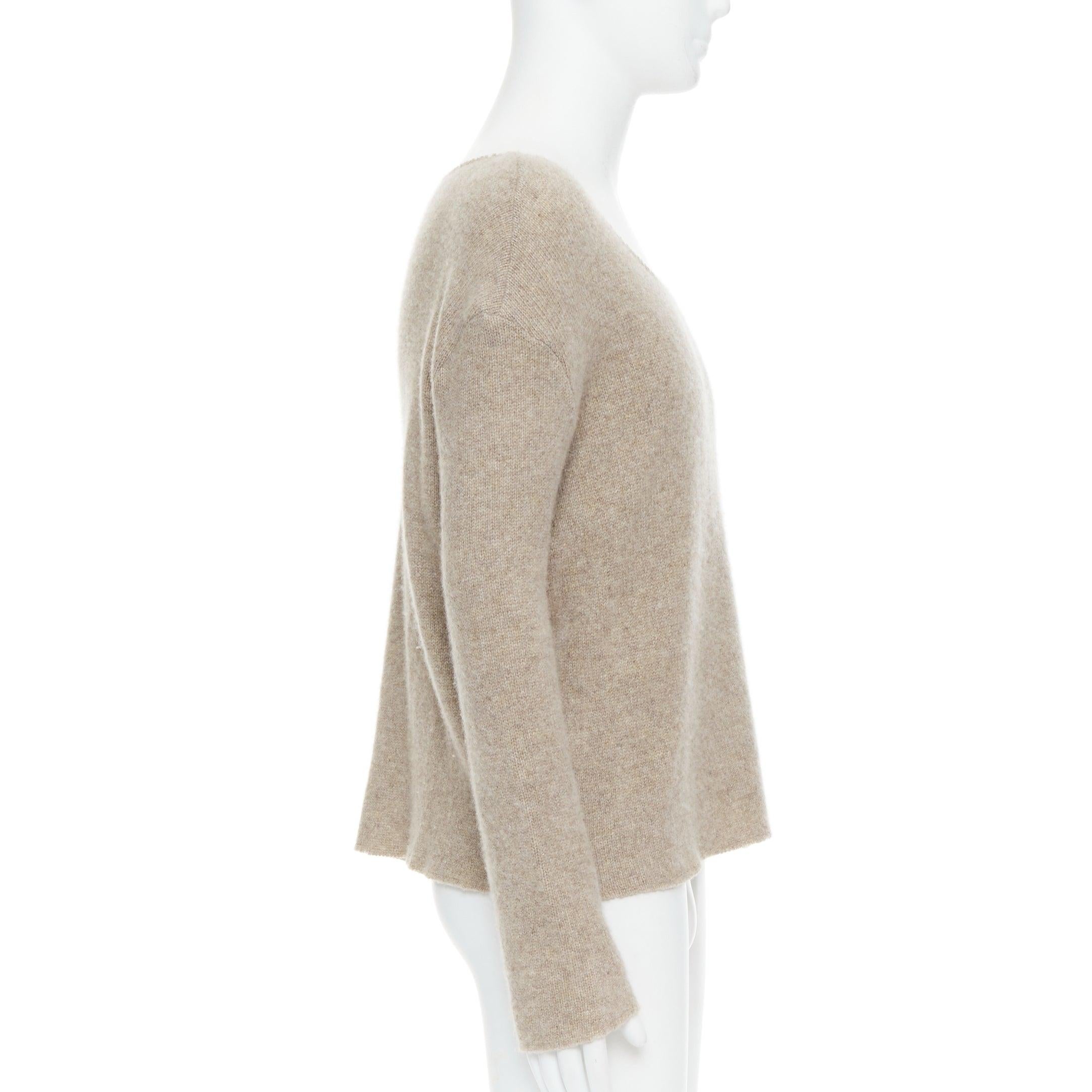 THE ELDER STATESMEN 100% cashmere oatmeal brown loose sweater S In Good Condition For Sale In Hong Kong, NT