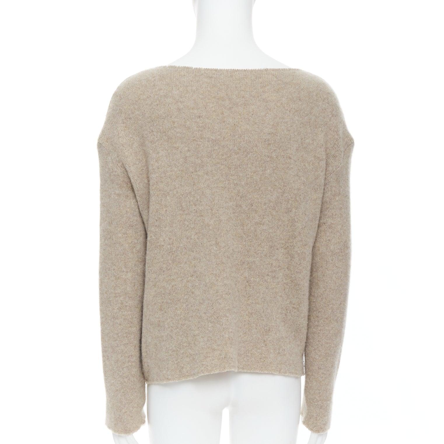 Men's THE ELDER STATESMEN 100% cashmere oatmeal brown loose sweater S For Sale