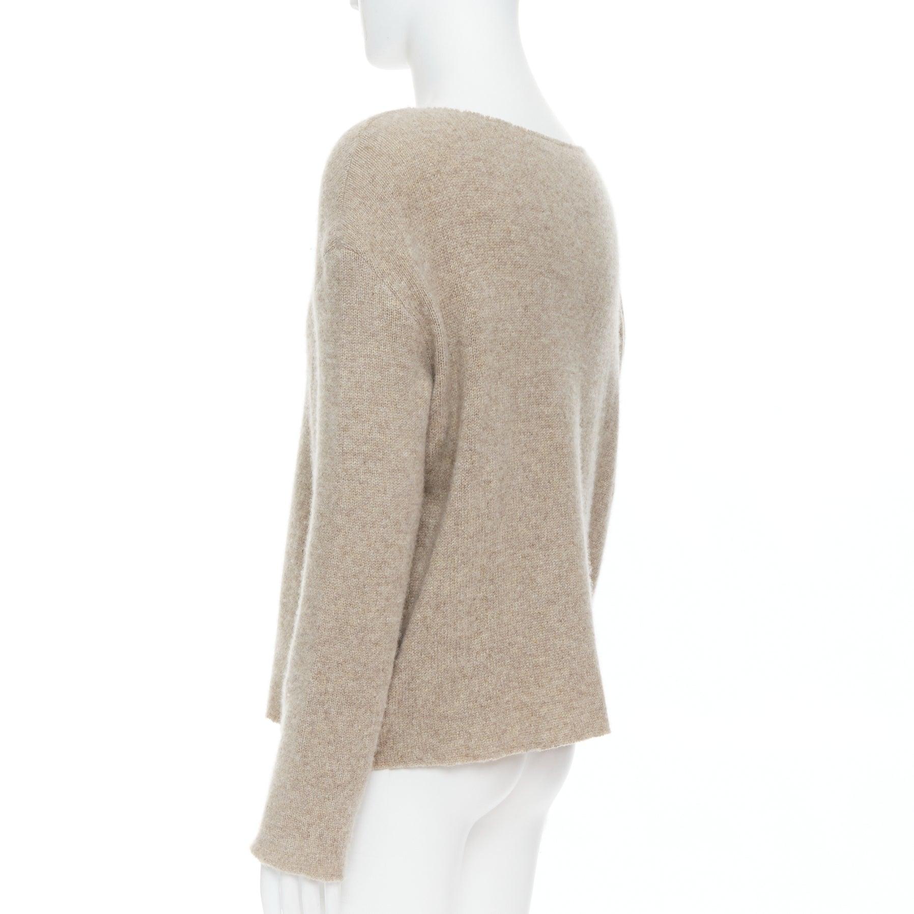 THE ELDER STATESMEN 100% cashmere oatmeal brown loose sweater S For Sale 1