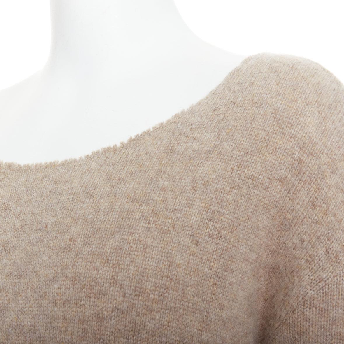THE ELDER STATESMEN 100% cashmere oatmeal brown loose sweater S For Sale 2