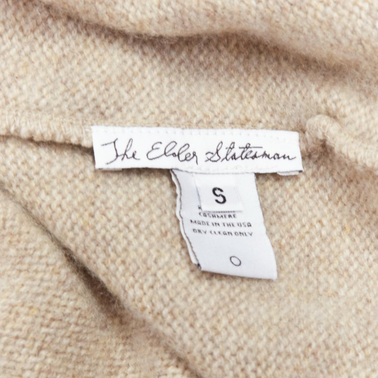 THE ELDER STATESMEN 100% cashmere oatmeal brown loose sweater S For Sale 3
