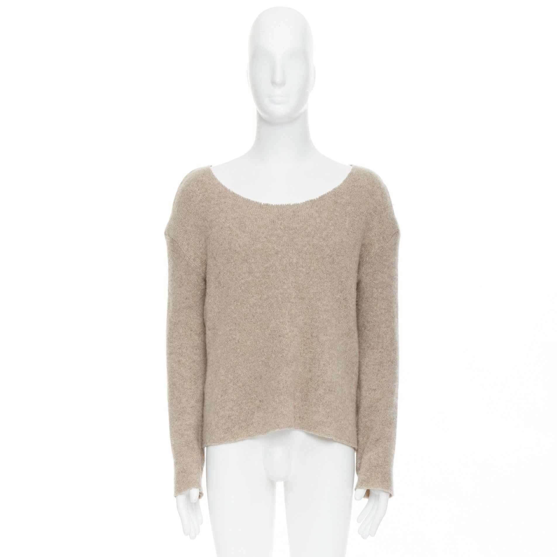 THE ELDER STATESMEN 100% cashmere oatmeal brown loose sweater S For Sale 4