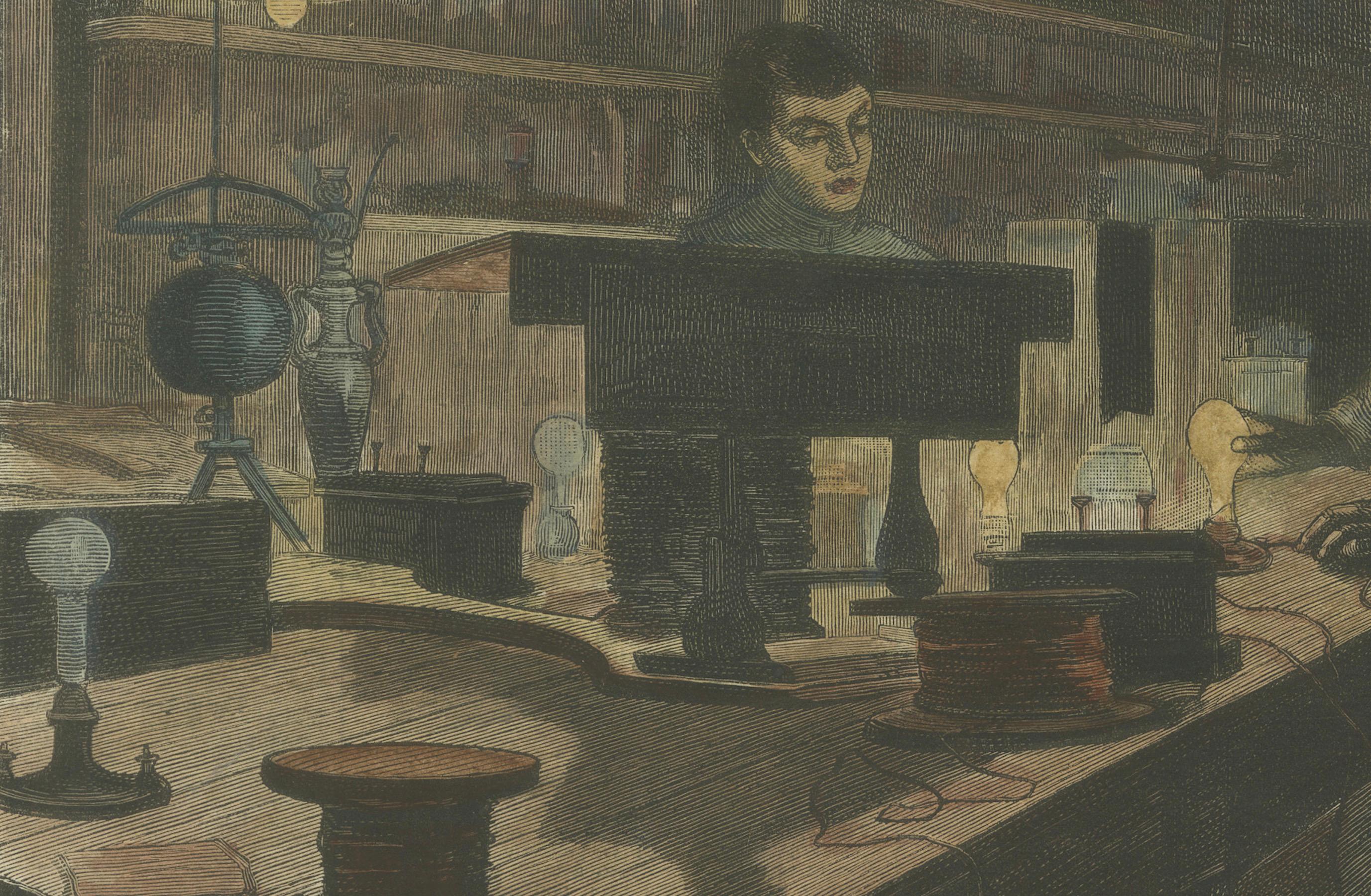 La luz eléctrica - El Sr. Edison en su laboratorio, 1880 Papel en venta