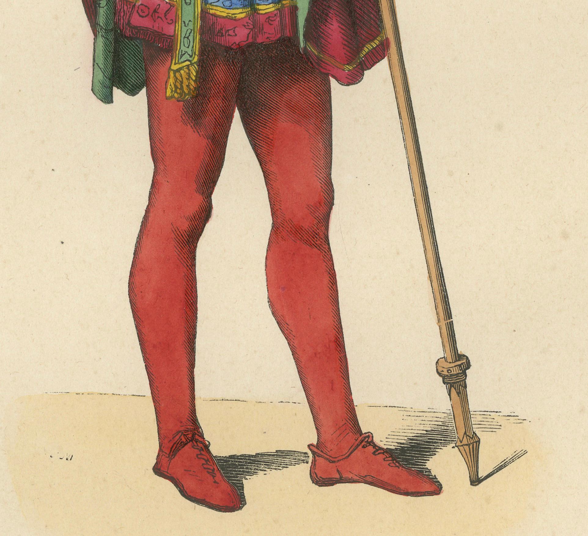 This original antique print depicts a young Venetian man, as indicated by the caption 
