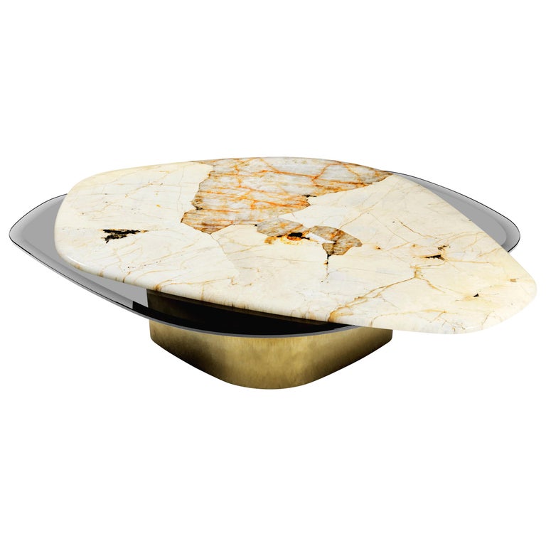 Elements VIII Modern Center Table ft Quartzite Glass and Brass by Grzegorz Majka For Sale at 1stdibs Elements VIII Modern... 